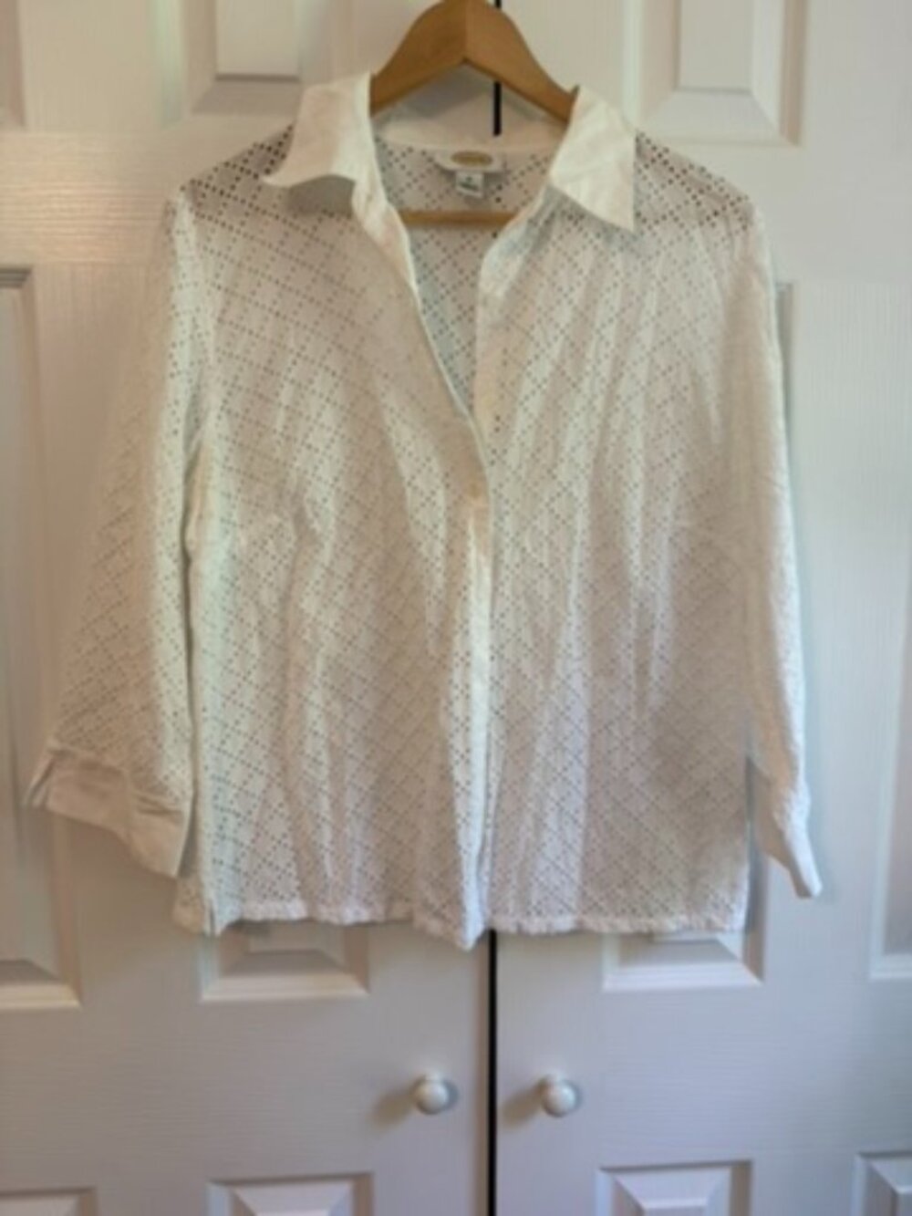New Talbots White Knit Beach Cover Up Blouse (16)